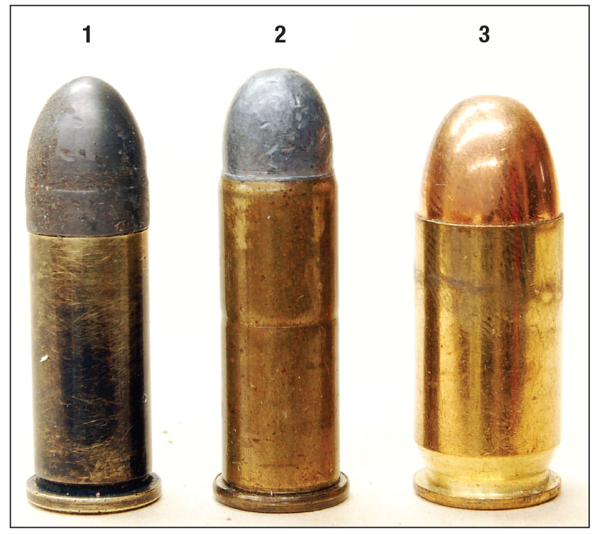 The (1) .38 Colt Navy (outside lubed) became the (2) .38 Colt Army and the (3) .45 ACP that thankfully replaced them both.